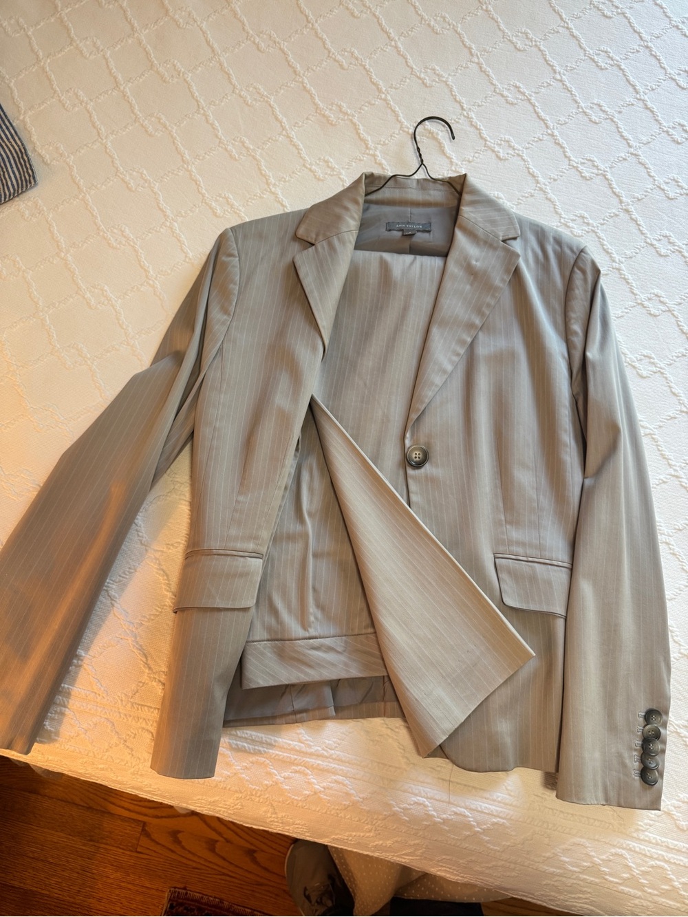 Ann Taylor Classic Light Gray Pinstripe Suit